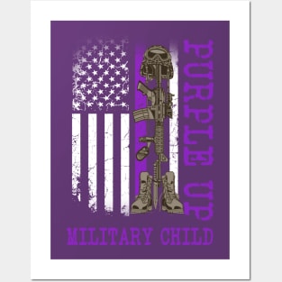 Purple up Military Kids Shirt Military Child Month Us Flags Posters and Art